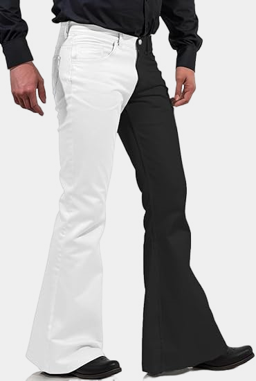 Mens 70s Disco Pants White Black