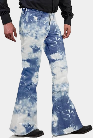 Mens 70s Disco Pants Blue And White