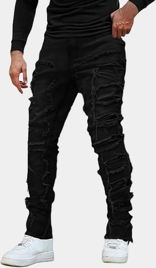 Mens Y2K Stacked Jeans Black