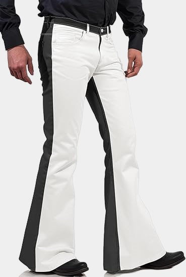 Mens 70s Disco Pants Black White