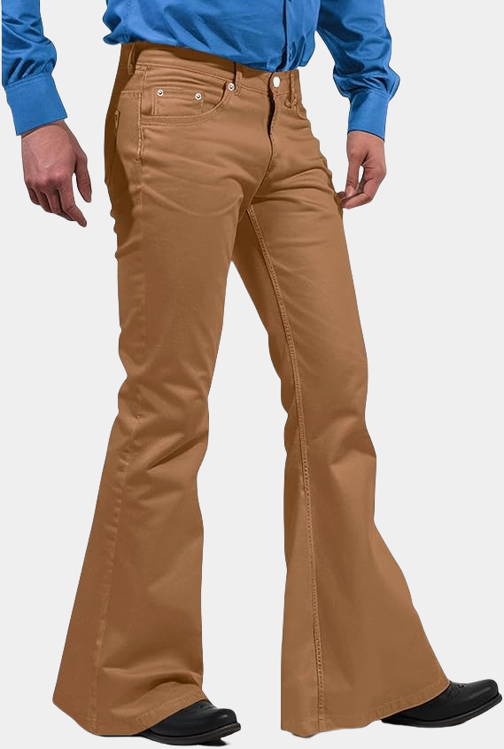 Mens Bell Bottom Pants Brown1