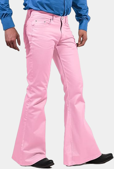 Mens Bell Bottom Pants Pink