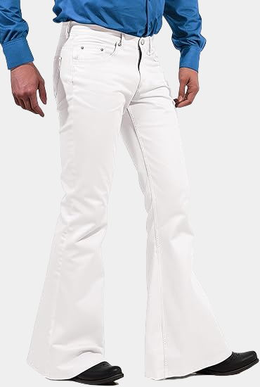 Mens Bell Bottom Pants White