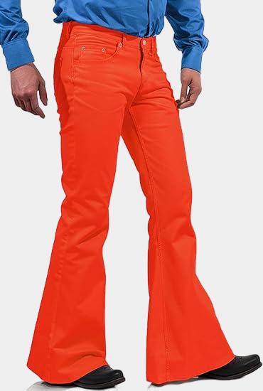 Mens Bell Bottom Pants Orange