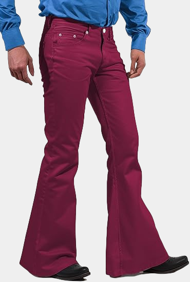 Mens Bell Bottom Pants Wine Red