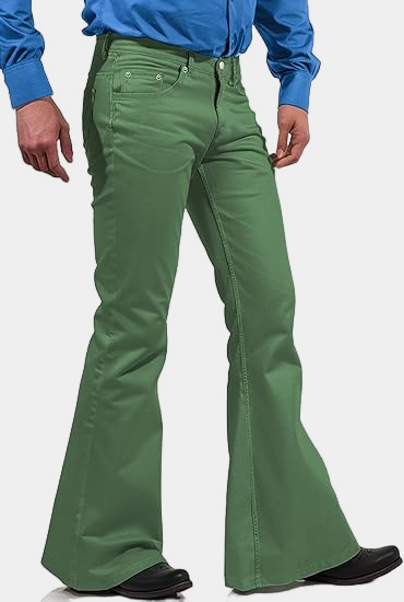 Mens Bell Bottom Pants Green