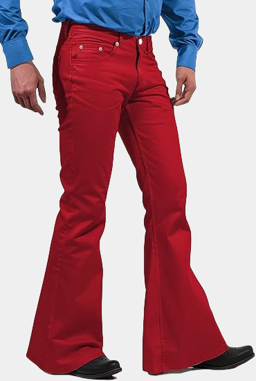 Mens Bell Bottom Pants Red