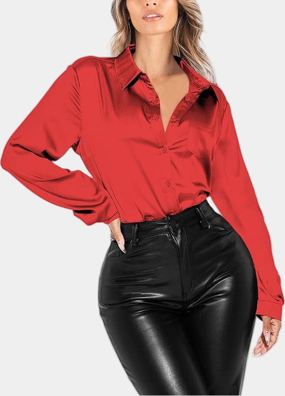 Women's Silk Shirt Red