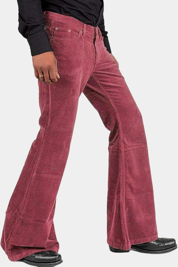 Men's Corduroy Vintage Bell Bottom Pants Pink