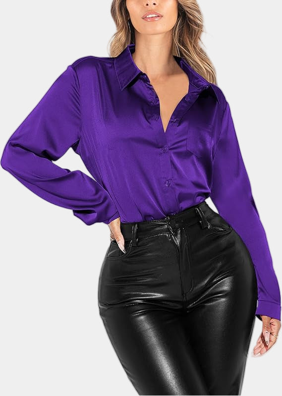 Women's Silk Shirt Purple