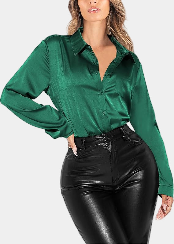 Women's Silk Shirt Green